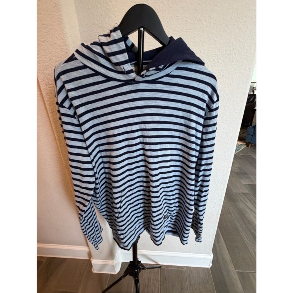 Denim & Supply Ralph Lauren Navy and Light Blue Striped Hoodie XL